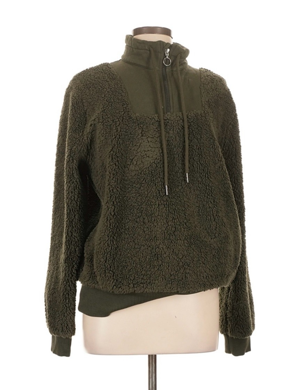 Sweaty Betty Olive Green Sherpa Pullover Jacket